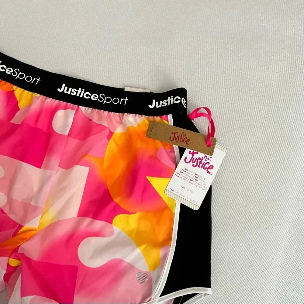 Justice Girls J-Sport Running Short Size Large (12/14) Built-In Lining Tie-Dye